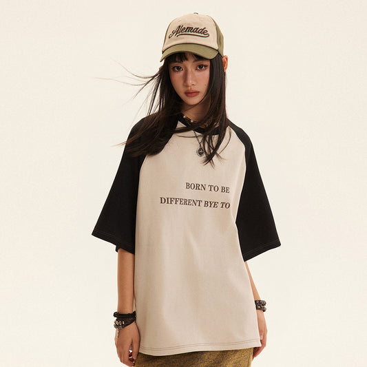 Color Matching Letter Print Short-sleeve T-shirt - The Number 1 Things