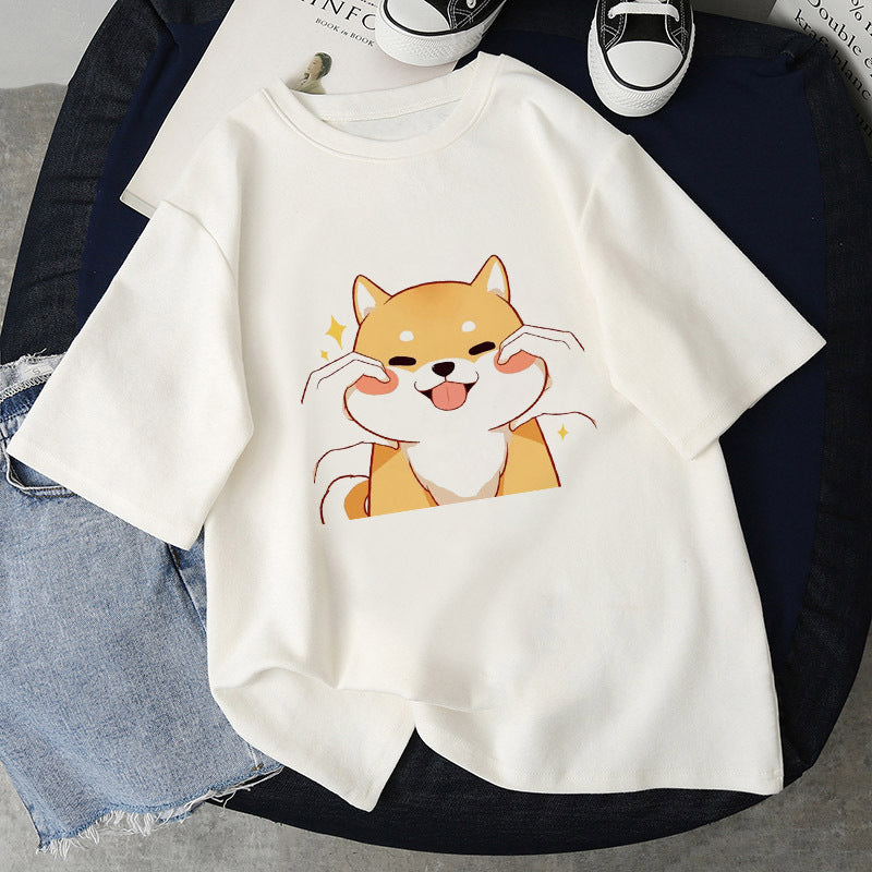 Fashion Simple Cartoon Cat Pinch Face Funny Print Pattern Top - The Number 1 Things
