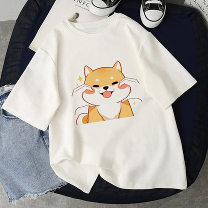 Fashion Simple Cartoon Cat Pinch Face Funny Print Pattern Top - The Number 1 Things