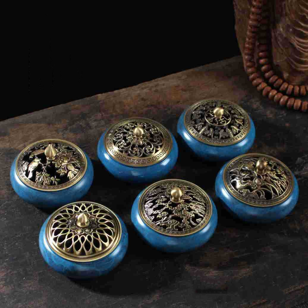 Pure Copper Burnished Blue Flat Chassis Incense Burner - The Number 1 Things