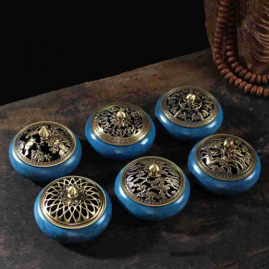 Pure Copper Burnished Blue Flat Chassis Incense Burner - The Number 1 Things
