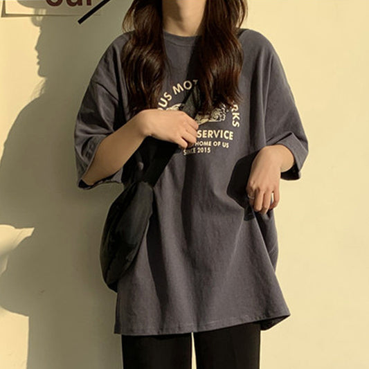 Women Short Sleeve T-shirts Print Casual Korean Style Fashion Harajuku Loose O-neck Student Streetwear All-match Simple - The Number 1 Things