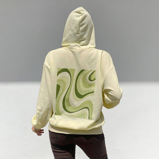 European And American New Women's Irregular Ripple Printed Hooded Sweater - The Number 1 Things