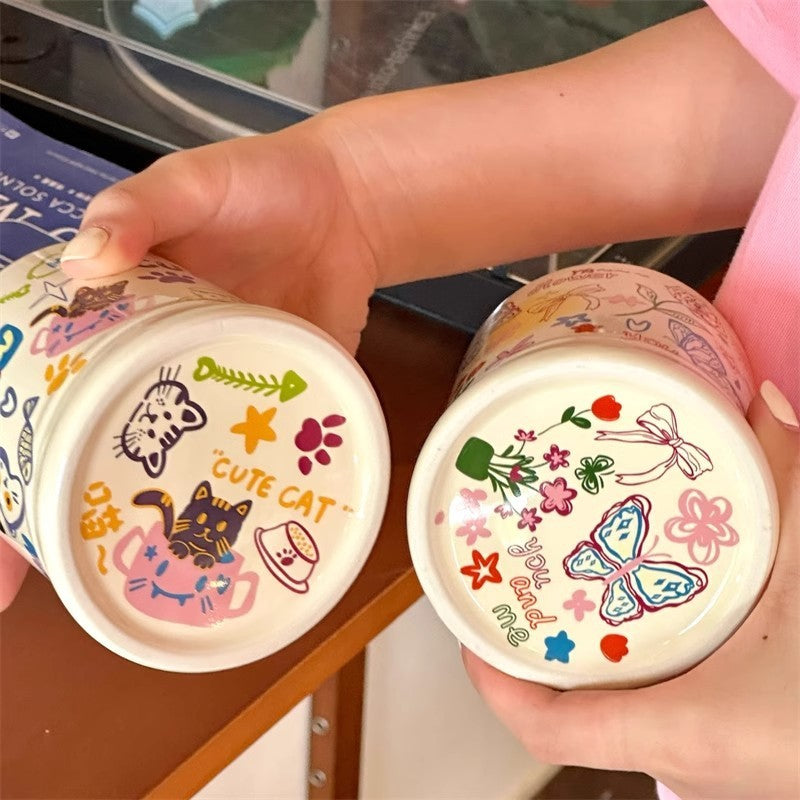 Good-looking Graffiti Butterfly Cream Ceramic Cup - The Number 1 Things