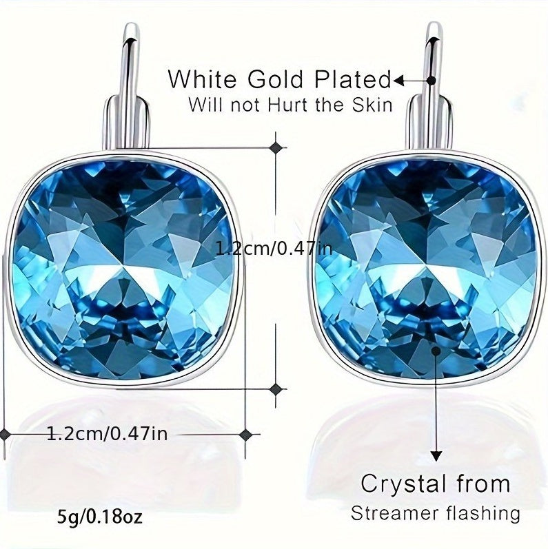 18K White Gold Crystal Plated Hypoallergenic Pendant Earrings For Women's Jewelry - The Number 1 Things