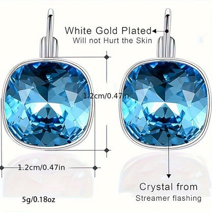 18K White Gold Crystal Plated Hypoallergenic Pendant Earrings For Women's Jewelry - The Number 1 Things