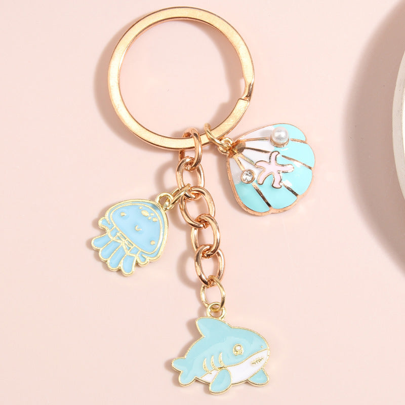 Creative Shell Starfish Mermaid Alloy Drip Keychain Pendant - The Number 1 Things