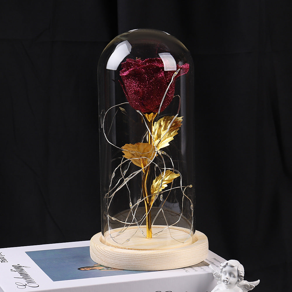 Eternal Rose Flowers LED Light In Glass Cover Best Gifts