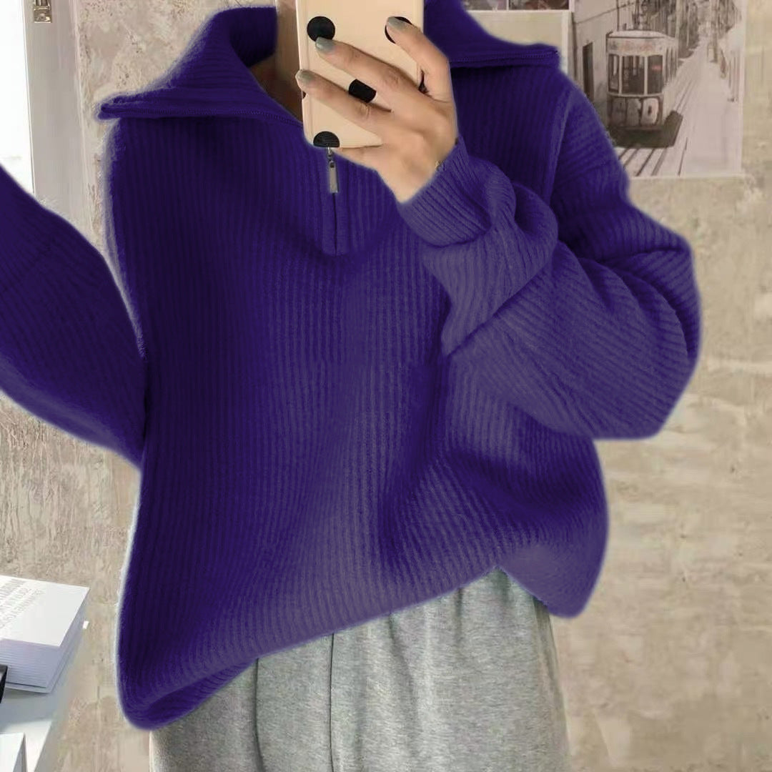 Autumn And Winter Gentle Stand Collar Sweater Cardigan Coat Loose Women - The Number 1 Things