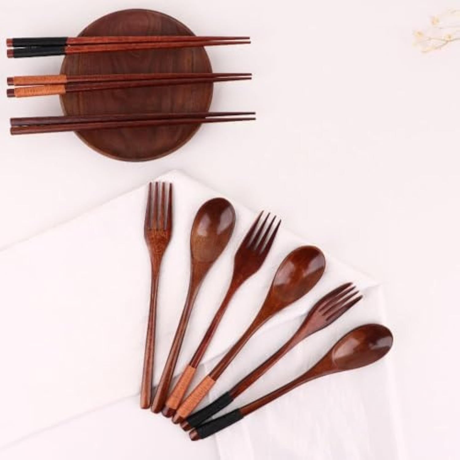 Cutlery 3PCS Fork Chopsticks Spoon Set Portable Tableware Chinese Wooden Utensils Sets Dinner Sets Long Handle Utensils With Fork Spoon Chopsticks - The Number 1 Things