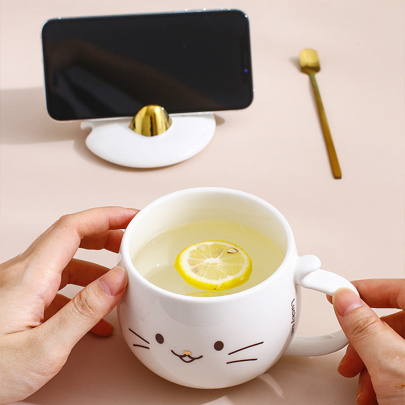 Cat Ceramic Phone Holder Mug With Cover And Spoon - The Number 1 Things