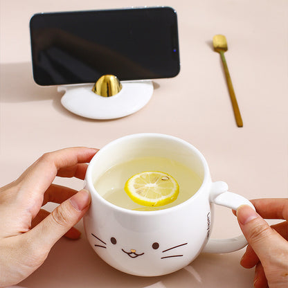 Cat Ceramic Phone Holder Mug With Cover And Spoon - The Number 1 Things