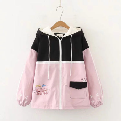 Bear colorblock hooded cotton coat