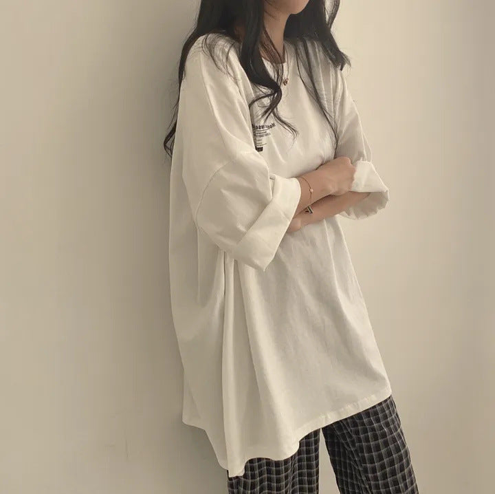 Loose Cotton Short Sleeve T-shirt Women's Mid-length - The Number 1 Things