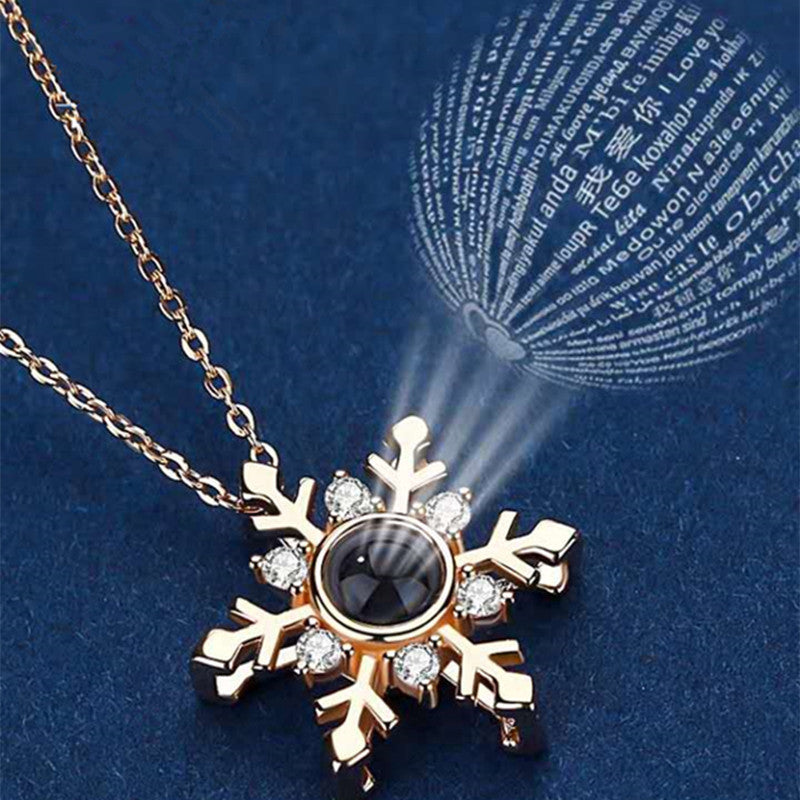 100 Kinds Of Memory I Love You Projection Snow Flower Necklace Women's Clavicle Chain - The Number 1 Things