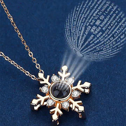 100 Kinds Of Memory I Love You Projection Snow Flower Necklace Women's Clavicle Chain - The Number 1 Things