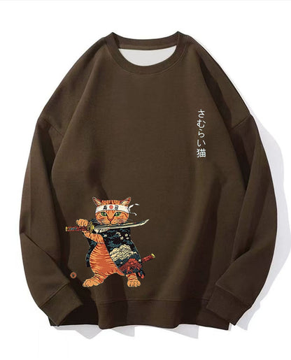 Japanese Style Large Cat Pattern Printed Round Neck Men And Women - The Number 1 Things