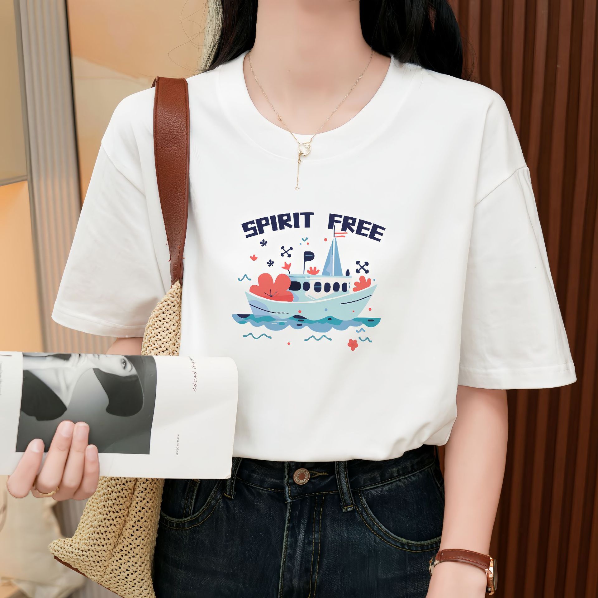 Heavy Pure Cotton Loose Short Sleeve T-shirt - The Number 1 Things