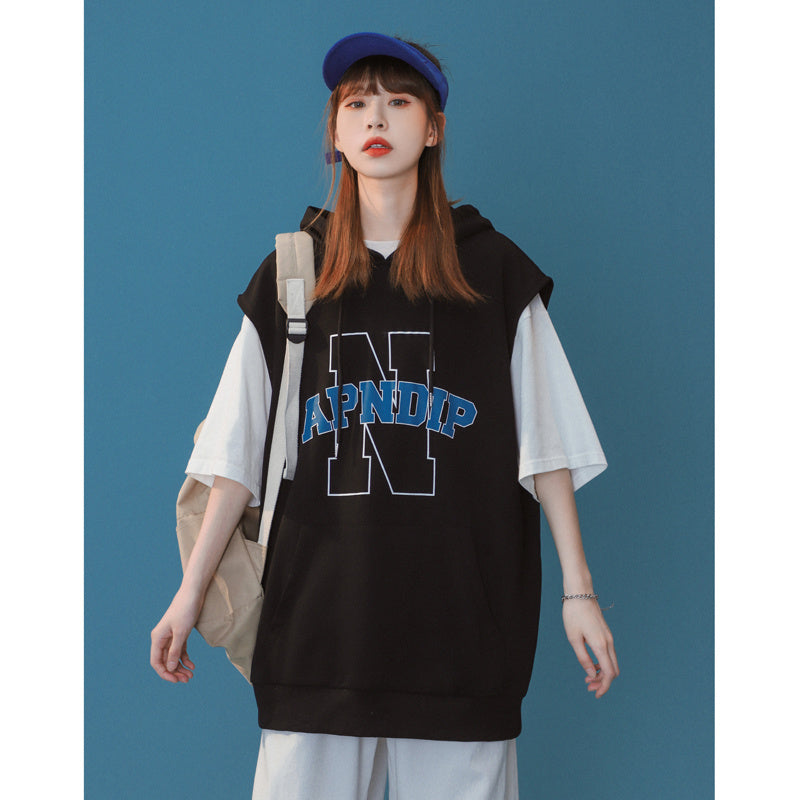 Women's Vest Loose Outer Wear Summer Retro Short-sleeved Design Sense Niche Cotton Basketball Uniform Top - The Number 1 Things