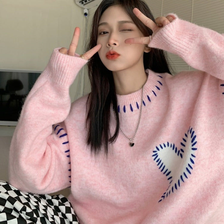Casual Loose Women's Love Pullover Thick Sweater - The Number 1 Things