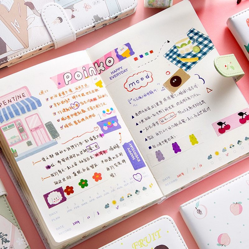 Fruit Print Notebook Planner Magnetic Buckle PU NoteBook Yearly Agenda Color Illustration Daily Plan Kawaii Stationery - The Number 1 Things