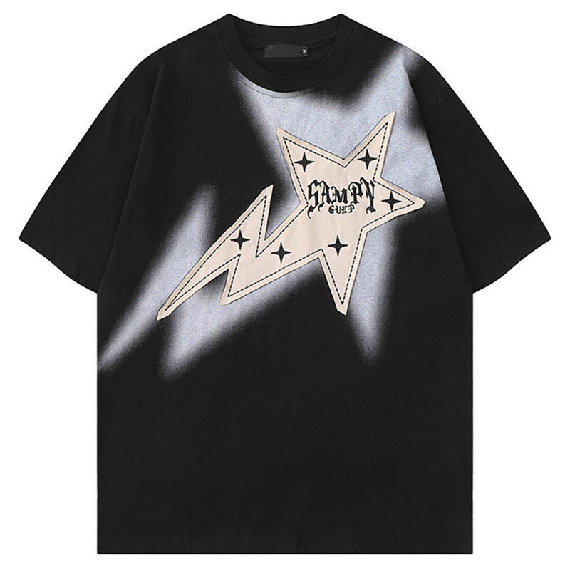 Men's American-style Retro XINGX Patch Short-sleeved T-shirt - The Number 1 Things