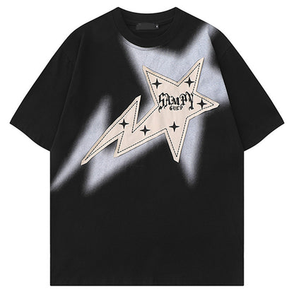 Men's American-style Retro XINGX Patch Short-sleeved T-shirt - The Number 1 Things
