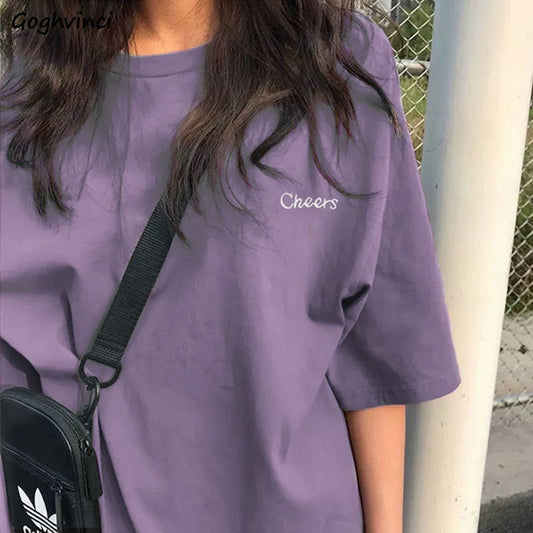 Women Short Sleeve T-shirts Loose Casual Letter Embroidery - The Number 1 Things