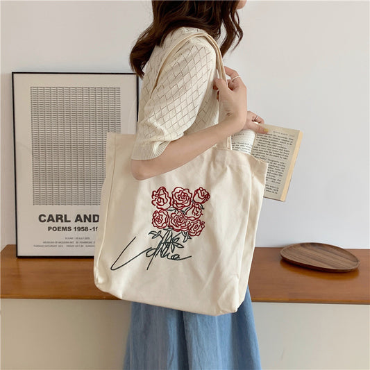 Korean Embroidered Rose Vintage Canvas Bag - The Number 1 Things