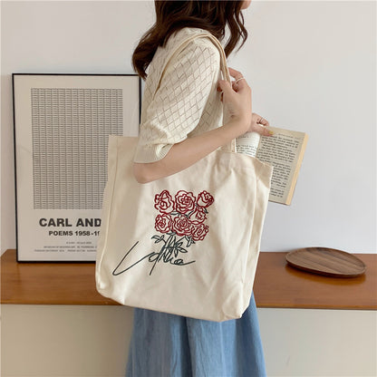 Korean Embroidered Rose Vintage Canvas Bag - The Number 1 Things