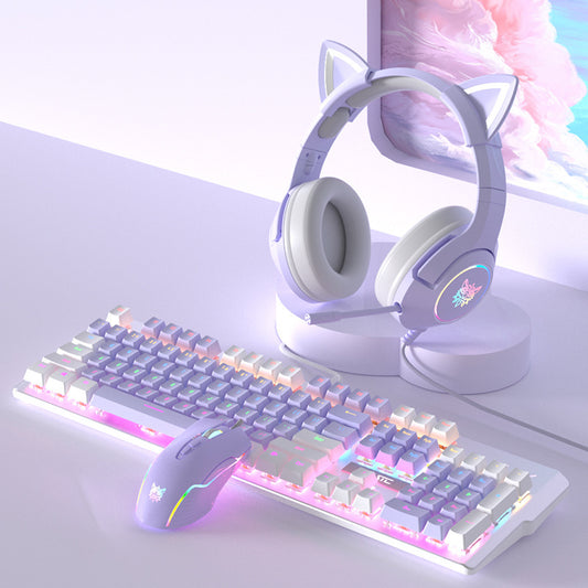 Purple Mechanical Keyboard Mouse Suit Wired Green Axis - The Number 1 Things