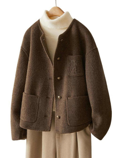 Women's Embroidered Wool Reversible Woolen Coat Slim-fit Coat - The Number 1 Things