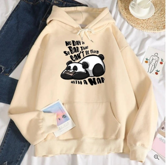 Hooded Plus Fleece Panda Sweater Women's Casual Loose Top