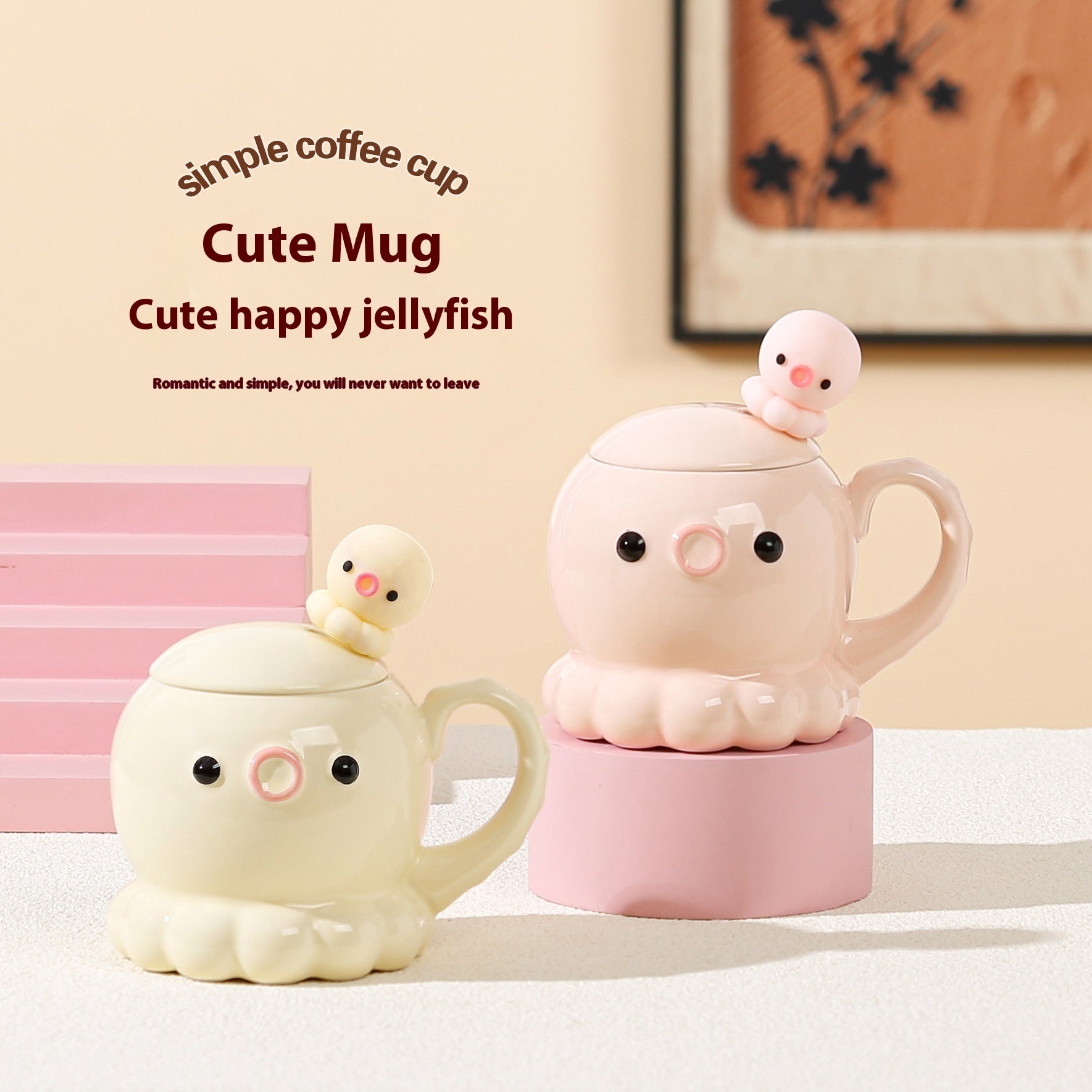 Adorkable Jellyfish Mug Ceramic Cup Children's Birthday Gift Coffee Cup With Cover Spoon Kitchen Gadgets - The Number 1 Things
