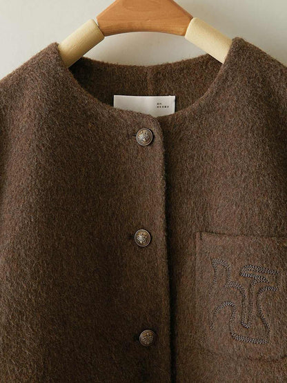 Women's Embroidered Wool Reversible Woolen Coat Slim-fit Coat - The Number 1 Things