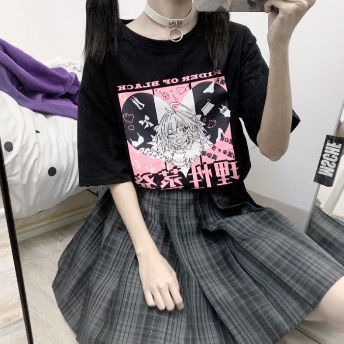Anime print loose short sleeves - The Number 1 Things