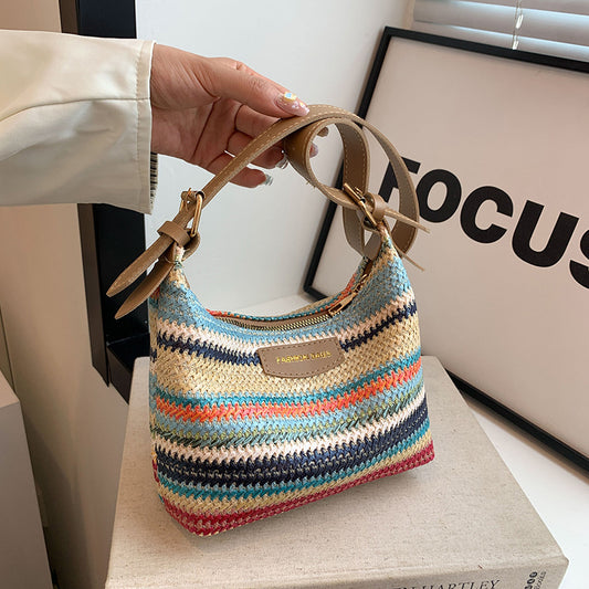 Fashion Color Contrast Woven Bag Women's Simple Shoulder Bag - The Number 1 Things
