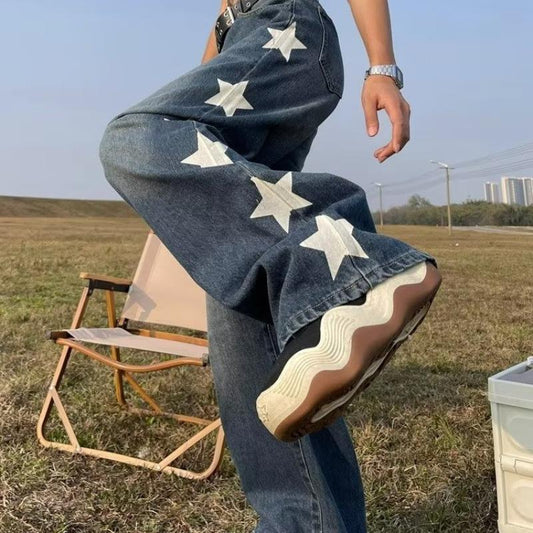 Summer Retro Design XINGX Jeans Women's Small Loose High Waist Straight-leg Wide-leg Pants
