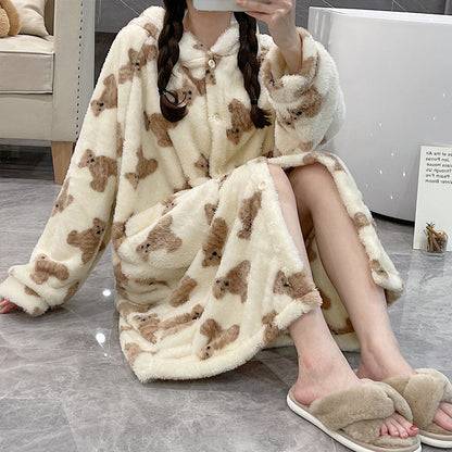 Bear Coral Velvet Pajamas Female