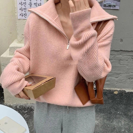 Autumn And Winter Gentle Stand Collar Sweater Cardigan Coat Loose Women - The Number 1 Things
