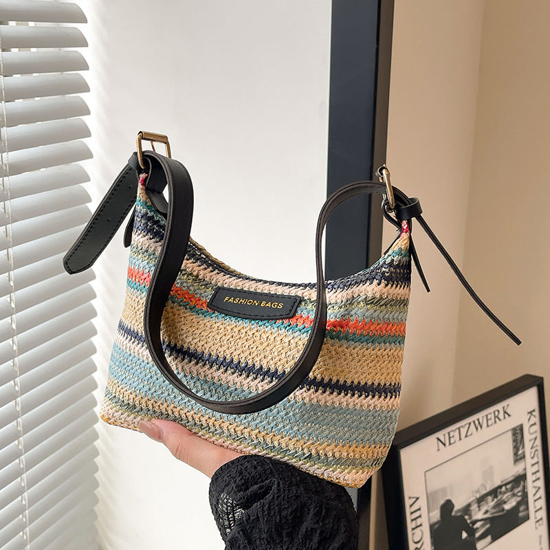 Fashion Color Contrast Woven Bag Women's Simple Shoulder Bag - The Number 1 Things