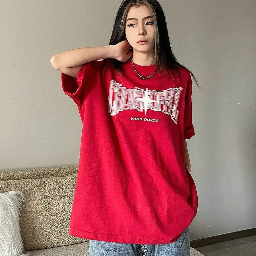 Gothic Style European And American Printed Round Neck Loose T-shirt Short Sleeve - The Number 1 Things