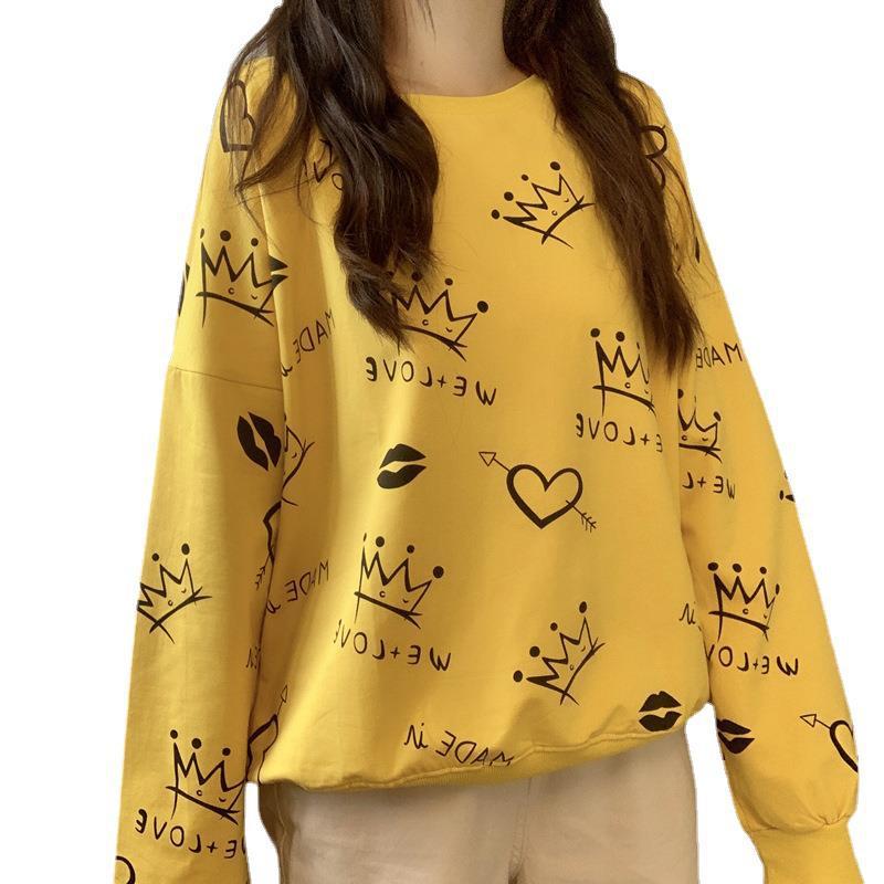Front And Back Graffiti Printed Long-sleeved Sweater Women - The Number 1 Things