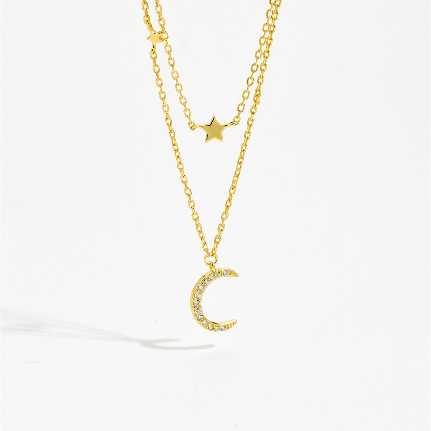 S925 Silver Crescent Moon Necklace Layered Necklace - The Number 1 Things
