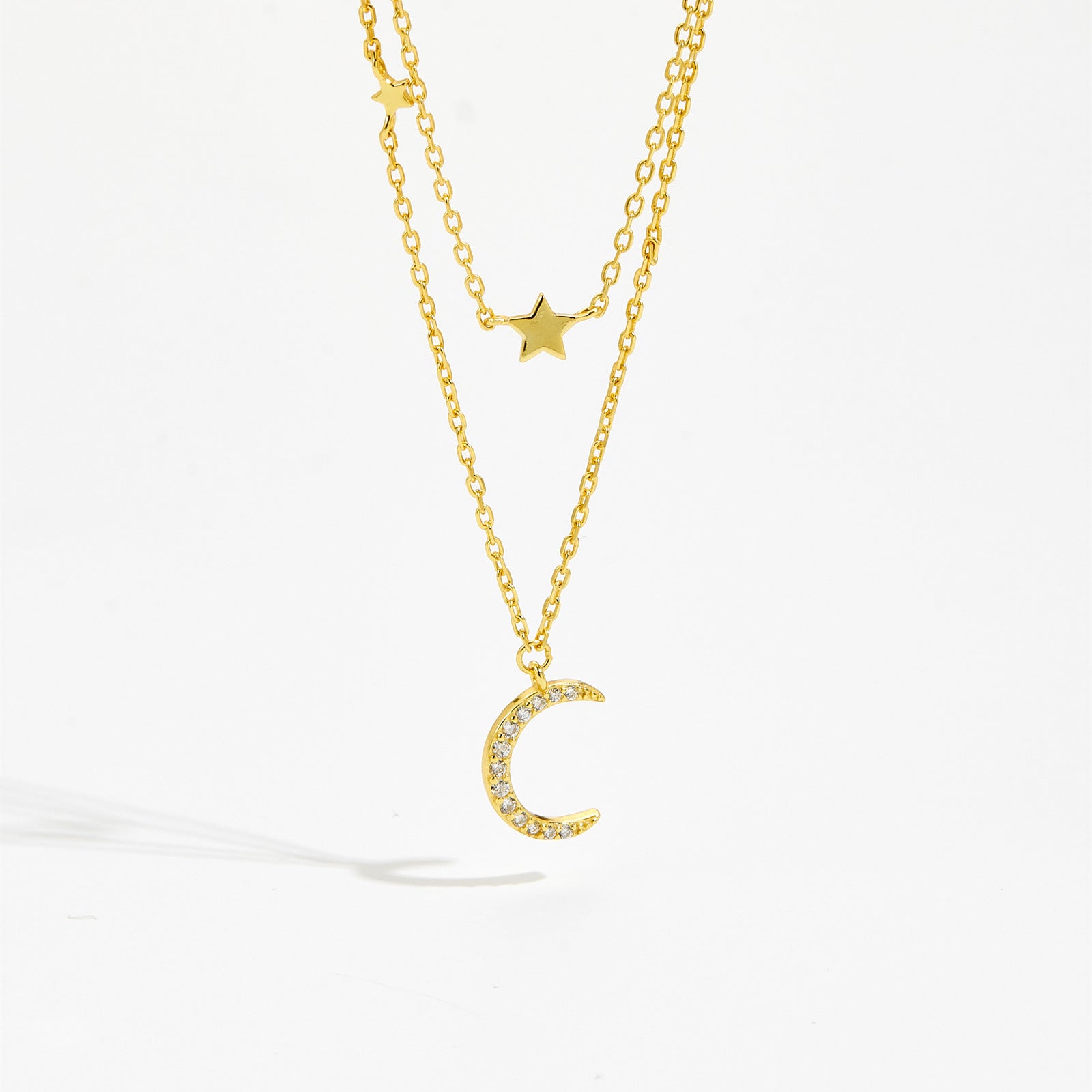 S925 Silver Crescent Moon Necklace Layered Necklace - The Number 1 Things