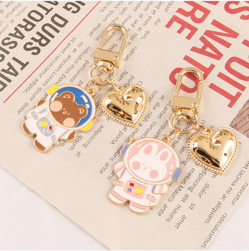 Cartoon Space Rabbit Space Bear Alloy Keychain Pendant - The Number 1 Things