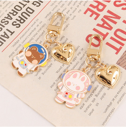 Cartoon Space Rabbit Space Bear Alloy Keychain Pendant - The Number 1 Things