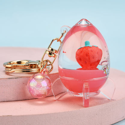 Quicksand Oil Five-pointed Star Strawberry Key Chain Floating Acrylic - The Number 1 Things