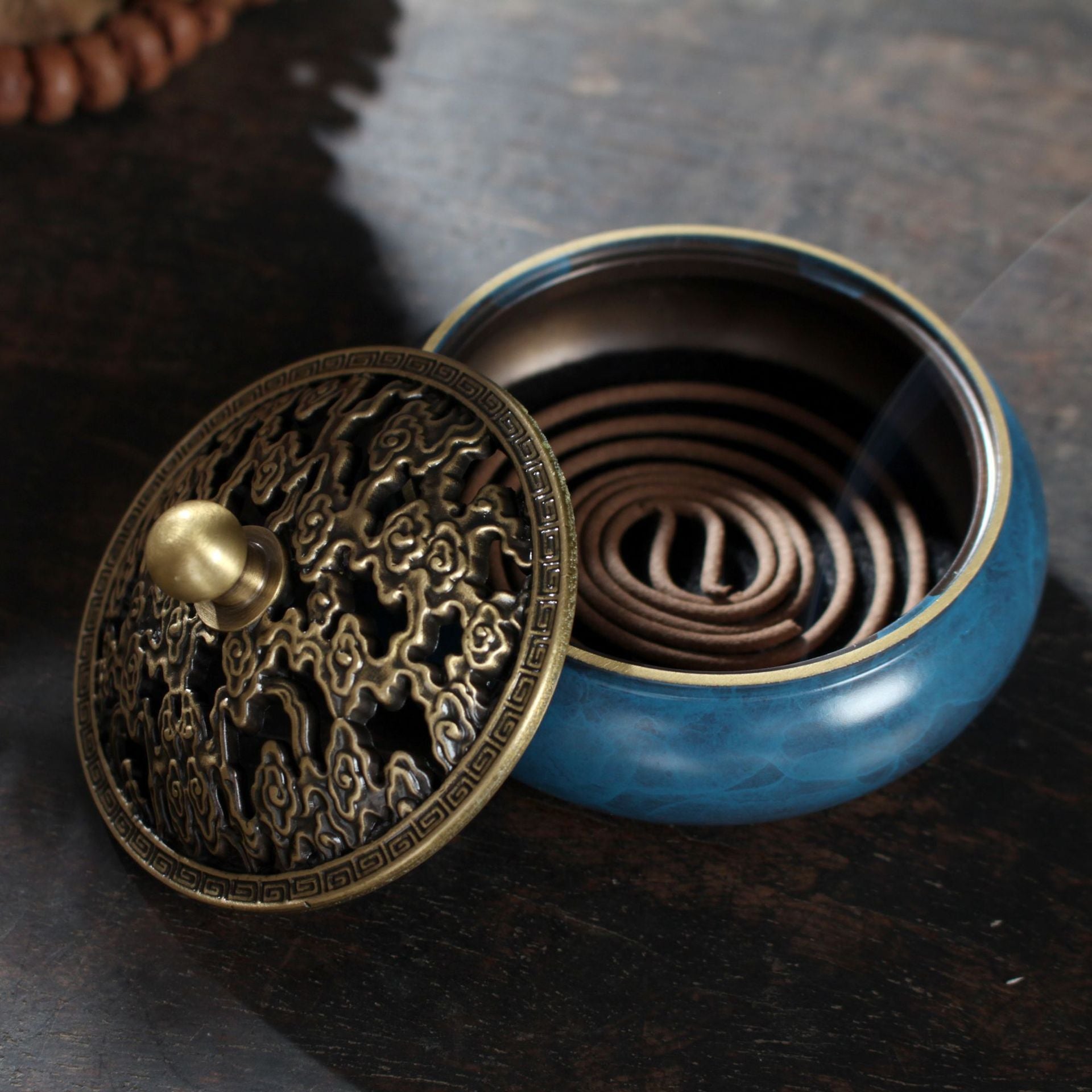 Pure Copper Burnished Blue Flat Chassis Incense Burner - The Number 1 Things