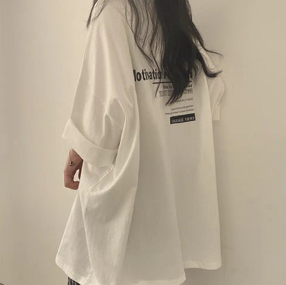 Loose Cotton Short Sleeve T-shirt Women's Mid-length - The Number 1 Things